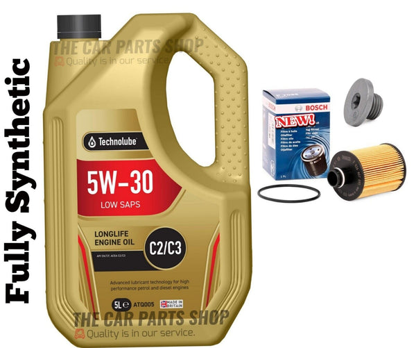 FOR FIAT DOBLO 1.3 JTD MULTIJET MK2 OIL CHANGE BOSCH SERVICE KIT 5L TECHNOLUBE