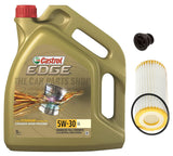 FOR AUDI A5 2.0 TFSI PETROL S.E MK1 SERVICE KIT 5L CASTROL EDGE & FILTER & PLUG