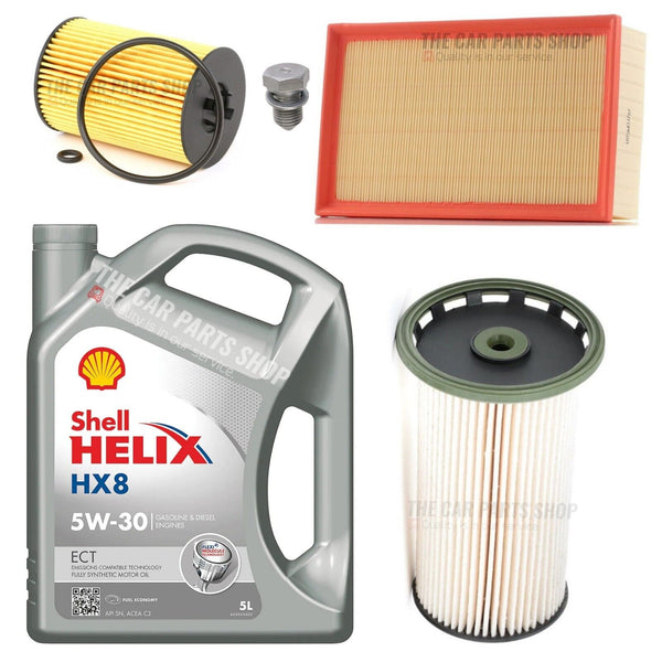 FUEL AIR OIL FILTER FITS SKODA OCTAVIA TDI MK2 SERVICE KIT + 5L SHELL HELIX HX8