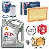 BOSCH SERVICE KIT FOR AUDI A3 2.0 TDI 2012+ SHELL HX8 5W30 & AIR FUEL OIL PACK