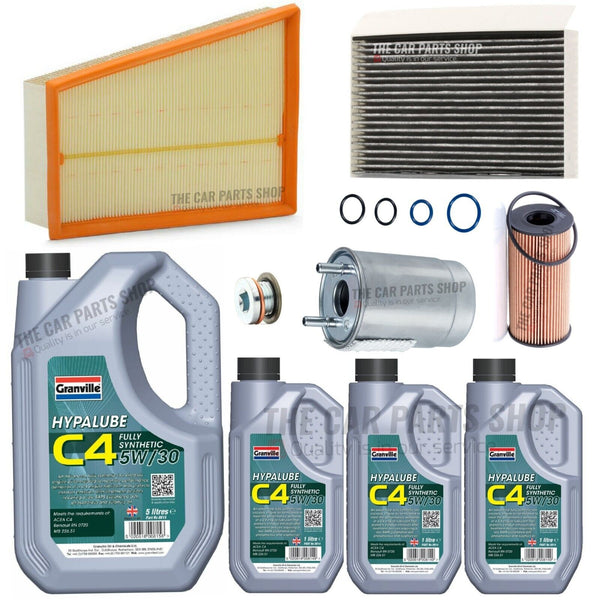 FOR RENUALT MEGANE GT LINE 2.0 DCI MK3 FULL SERVICE KIT ALL FILTERS & 8L C4 5W30