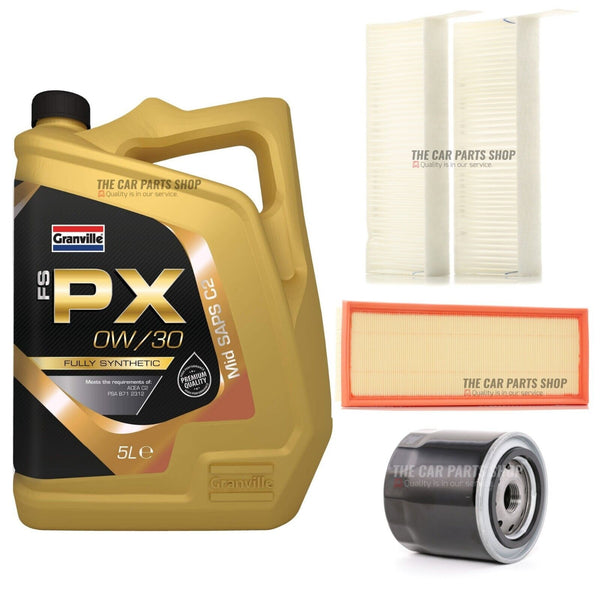 FOR PEUGEOT PARTNER 1.2 PETROL 16-20 SERVICE KIT 5L 0W30 & AIR OIL POLLEN FILTER