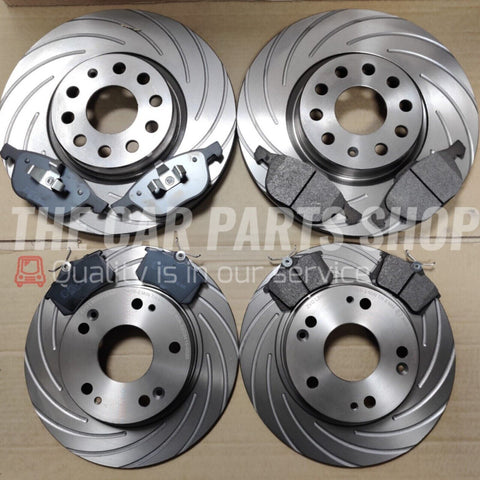 FOR JAGUAR X-TYPE SOVEREIGN 3.0 V6 NEW GROOVED FRONT REAR BRAKE DISCS & NEW PADS