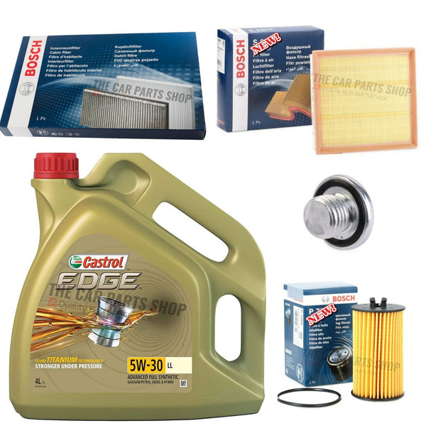 FULL BOSCH SERVICE KIT WITH CASTROL EDGE 4L TO FIT VAUXHALL CORSA D 1.2 10-15
