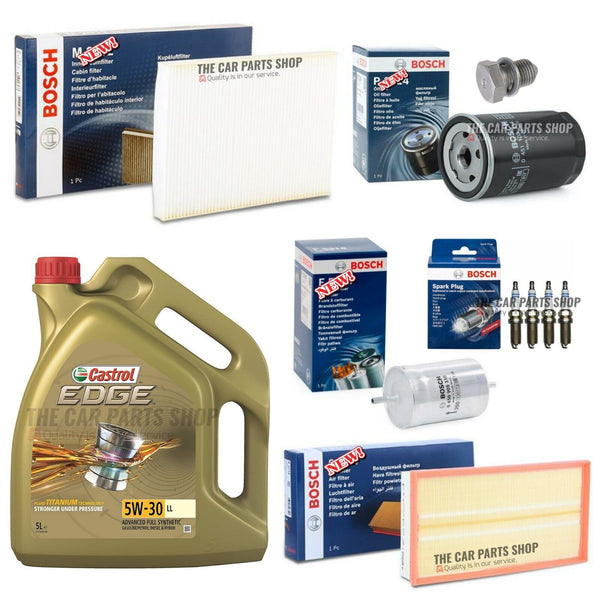 FOR AUDI TT 1.8 PETROL 00-05 BOSCH SERVICE KIT COMPLETE WITH PLUGS & CASTROL OIL