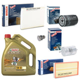 FOR AUDI TT 1.8 PETROL 00-05 BOSCH SERVICE KIT 5L CASTROL & ALL 4 BOSCH FILTERS