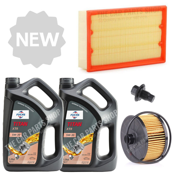 FITS FORD TRANSIT 2.4 2004-06 SERVICE KIT 10L FUCHS XTR 5W30 + SUMP PLUG AIR OIL