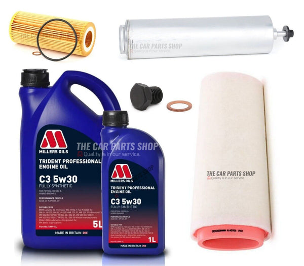FITS BMW 320D E91 2005-2013 SERVICE KIT 6L MILLERS 5W30 & FUEL OIL AIR