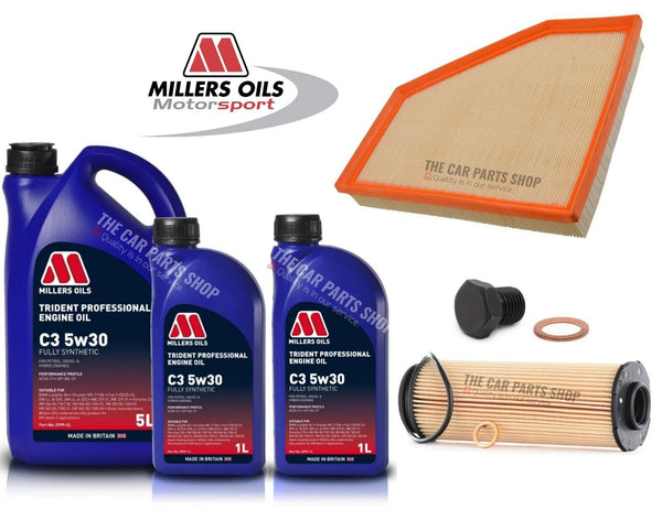 FOR BMW 1 SERIES M140i F21 SERVICE KIT 7L MILLERS 5W30 & OIL AIR FILTER + PLUG
