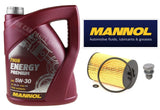 FITS AUDI A1 1.6 TDI SERVICE KIT 1 X OIL FILTER & 5L LONGLIFE MANNOL 5W30
