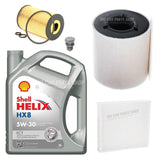 FOR SKODA ROOMSTER 1.6 TDI SERVICE KIT 5L SHELL HX8 & AIR OIL CABIN KIT
