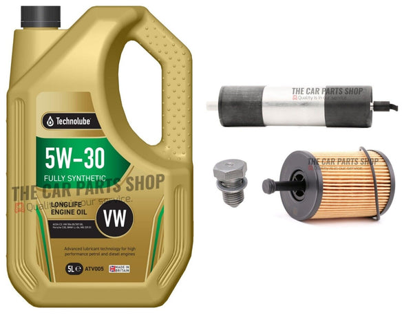 FOR AUDI A6 2.0 TDI MK3 SERVICE KIT 5L 5W30 OIL & OIL FILTER & FUEL FILTER PLUG