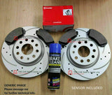 FOR BMW X3 3.0 05-08 COATED REAR BRAKE DISCS 320MM + REAR BREMBO PADS & SENSOR