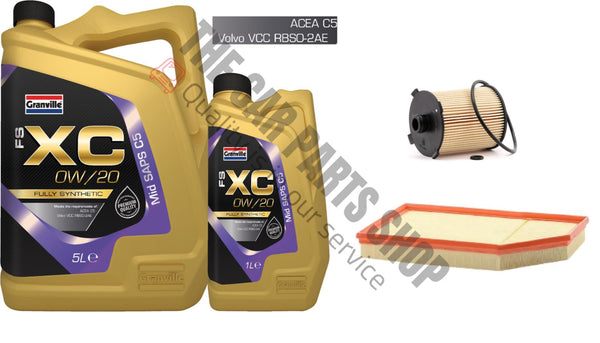 FOR VOLVO XC60 2.0 D4 (03/15 - 02/17)  SERVICE KIT OIL & AIR FILTER & ENGINE OIL