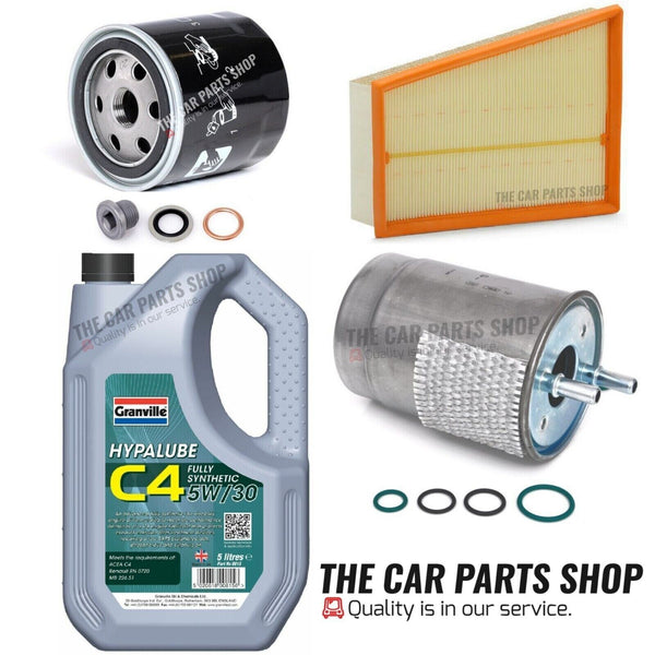SERVICE KIT FOR RENAULT DYNAMIC 1.9 DCI AIR FUEL OIL AND 5L C4 5W30 OIL