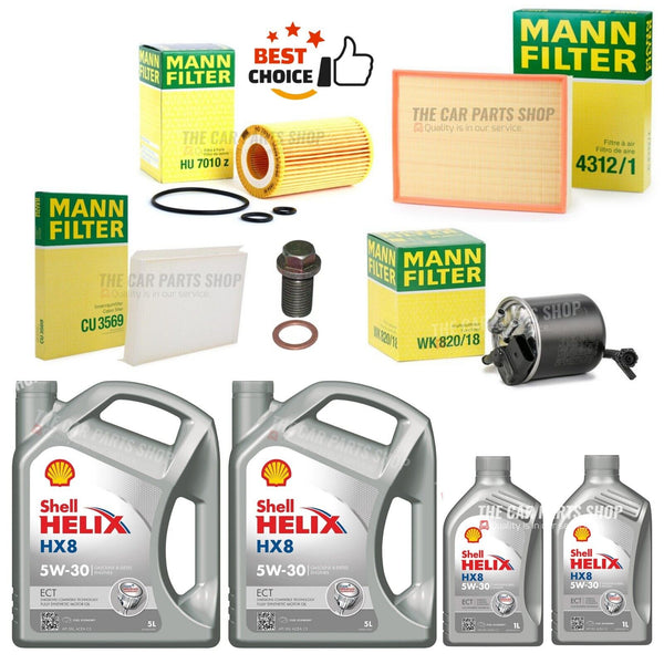 MANN FILTER SERVICE KIT + SHELL HX8 12L FOR MERCEDES SPRINTER 906 313 CDI 2.1