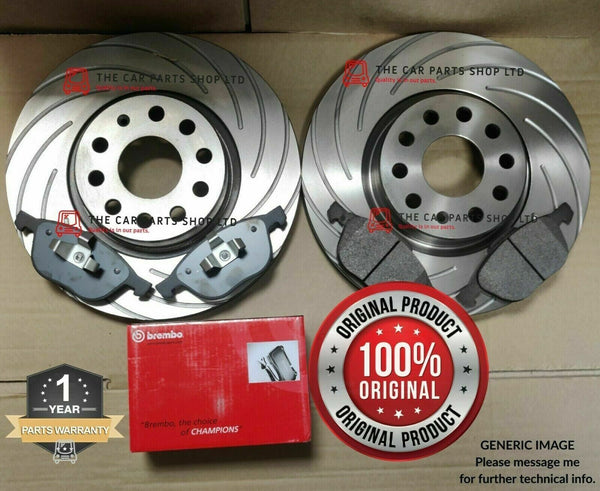 FOR VW SCIROCCO 2.0 TDI GT MK3 312MM FRONT BREMBO GROOVED BRAKE DISCS AND 4 PADS