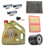 FULL SERVICE KIT FOR VW GOLF 1.0 TSI MK7 5L CASTROL & ALL 3 FILTERS & PLUGS