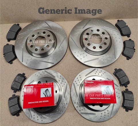 FOR SEAT LEON TSI CUPRA MK3 BREMBO DIMPLED SLOTTED BRAKE DISCS BREMBO PADS NEW