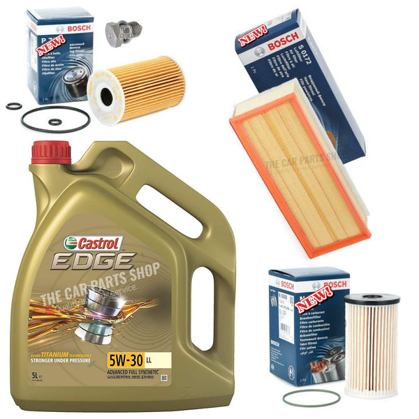 FOR AUDI TT 2.0 TDI BOSCH SERVICE KIT 5L CASTROL & AIR OIL FUEL FILTER KIT