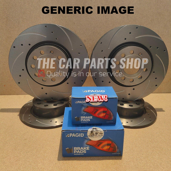 FOR VW GOLF 2.0 TDI MK8 DRILLED AND GROOVED FRONT REAR DISCS WITH PAGID PADS