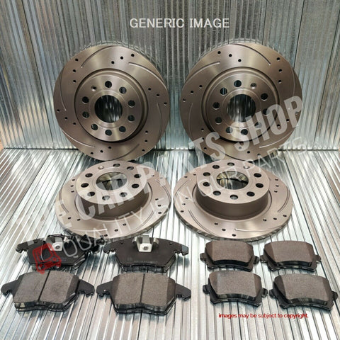FOR VW POLO 1.8 GTI MK5 DRILLED AND GROOVED FRONT REAR DISCS & PADS