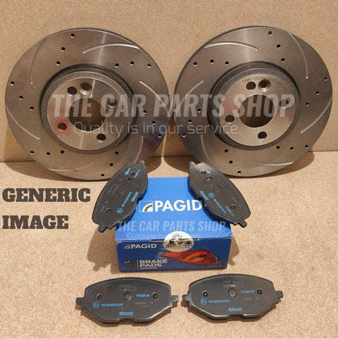 FOR VW POLO 1.2 TSI MK5 DRILLED GROOVED FRONT BRAKE DISCS 256MM & PAGID PADS