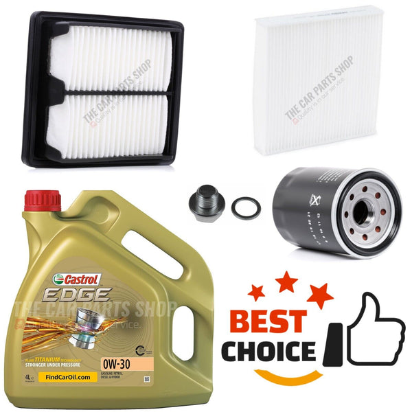 FITS HONDA JAZZ MK2 SERVICE KIT 4L CASTROL 0W30 & AIR OIL POLLEN KIT