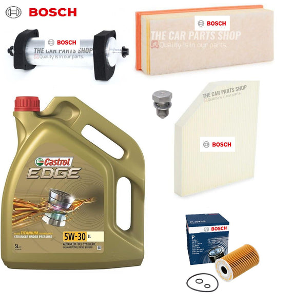 FOR AUDI A5 2.0 TDI quattro (12/11 - 01/17) FULL BOSCH SERVICE KIT WITH CASTROL