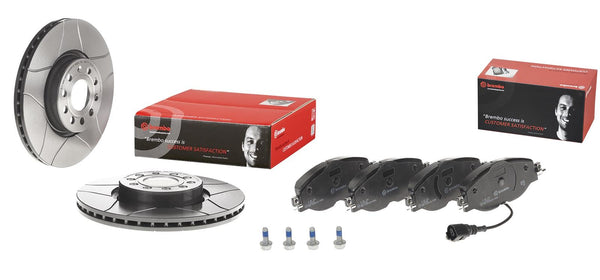 FOR VW GOLF GTI MK7 GENUINE BREMBO MAX FRONT DISCS AND BREMBO PADS