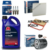 FOR VOLKSWAGEN POLO 1.0 (08/17 - 02/20) OIL AIR & CABIN SERVICE KIT + 3 SPARKS