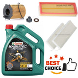 FOR PEUGEOT 5008 1.6 HDI MK1 SERVICE KIT POLLEN AIR OIL & 5L CASTROL MAGNATEC