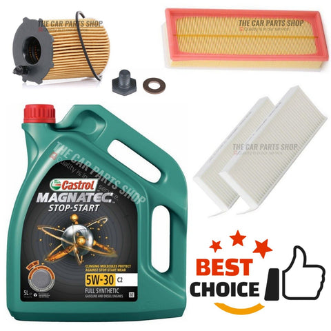 FOR PEUGEOT 5008 1.6 HDI MK1 SERVICE KIT POLLEN AIR OIL & 5L CASTROL MAGNATEC