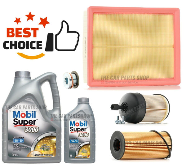 FOR RENAULT TRAFIC 1.6 DCI MK3 SERVICE KIT 6L MOBIL 5W30 & AIR OIL FUEL PACKAGE