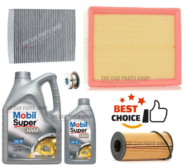 FOR RENAULT TRAFIC 1.6 DCI MK3 SERVICE KIT 6L MOBIL 5W30 POLLEN AIR OIL FILTER