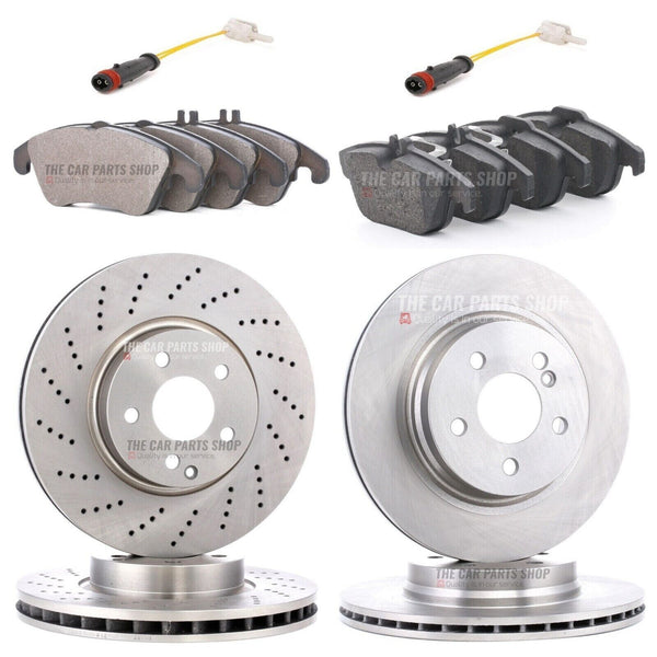 FOR MERCEDES C350 3.0 CDI FRONT DRILLED + REAR DISCS 322MM 300MM PADS & SENSORS