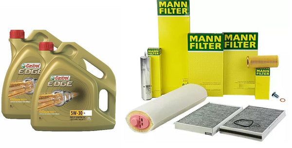 FOR BMW 5 SERIES E60 E61 525D 530D FULL MANN FILTER & CASTROL OIL SERVICE KIT