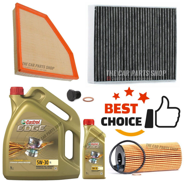 FOR BMW 320i 2.0 SPORT F30 SERVICE KIT 6L CASTROL & CARBON CABIN AIR OIL FILTER