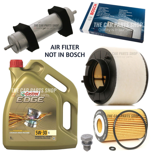FOR AUDI A4 2.0 TDI CNHC FULL BOSCH SERVICE KIT AND 5L CASTROL EDGE