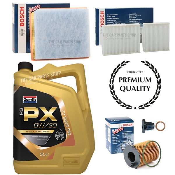 FOR CITROEN DS3 1.6 DIESEL BOSCH SERVICE KIT 5L 0W30 OIL & BOSCH AIR OIL POLLEN