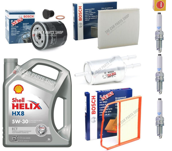 FOR VW POLO HATCH 1.0 PETROL BOSCH SERVICE KIT + SHELL 504 507 5W30 OIL +SPARKS
