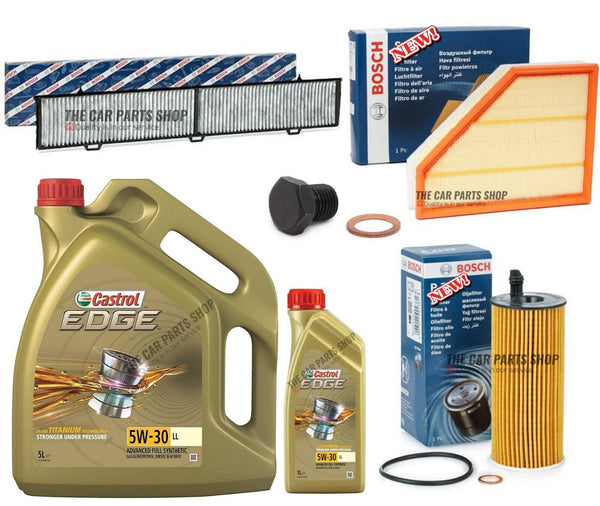 FOR BMW 1 SERIES 116d 118d 6L CASTROL & BOSCH AIR OIL CABIN BOSCH SERVICE KIT