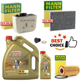 FOR VW TOUAREG 2.0 TDI V6 MK3 MANN-FILTER SERVICE KIT 6L CASTROL AIR OIL CABIN