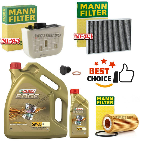 FOR VW TOUAREG 2.0 TDI V6 MK3 MANN-FILTER SERVICE KIT 6L CASTROL AIR OIL CABIN