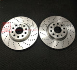 FITS VW GOLF GTI TSI MK7 GENUINE BREMBO DRILLED REAR BRAKE DISCS 310MM SOLID