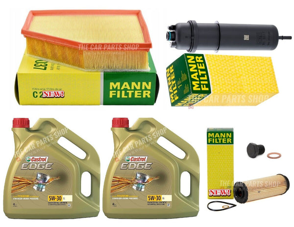 FOR BMW 740D G11 G12 MANN SERVICE KIT 8L CASTROL & AIR FUEL OIL PLUG