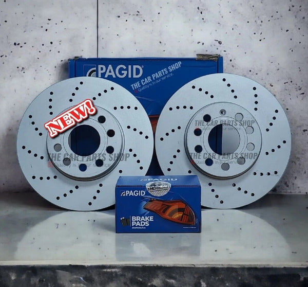 FOR VW TIGUAN 2.0 TDI MK2 PAGID DRILLED FRONT DISCS 312MM AND NEW BRAKE PADS SET