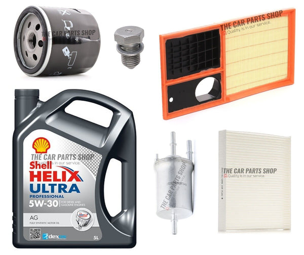 FOR SEAT IBIZA 1.4 PETROL SPORT MK4 FULL SERVICE KIT WITH 5L SHELL AG 5W30