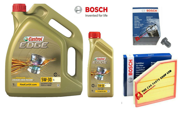FOR BMW 5 SERIES 2.0 520d BOSCH SERVICE FILTERS KIT SUMP PLUG AIR & CASTROL OIL