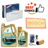 FOR MERCEDES B-CLASS B180 W205 BOSCH SERVICE KIT 6L PETRONAS & AIR POLLEN OIL OE